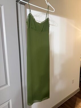 Aritzia Olive Green Maxi Slip Dress